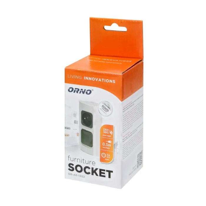 141169 - Under-cabinet electrical socket with switch 1x230V; for use in furniture, glass-cases; easy to assembly