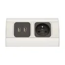 141168 - Under-cabinet electrical socket with USB charger 1x230V; 2xUSB, 230V/16A, USB: 5V DC/2A
