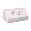 141167 - Furniture socket, silver-white A set of two network sockets with grounding and current circuit's diaphragms, ideal for mounting in cabinets, display cases and display cabinets.