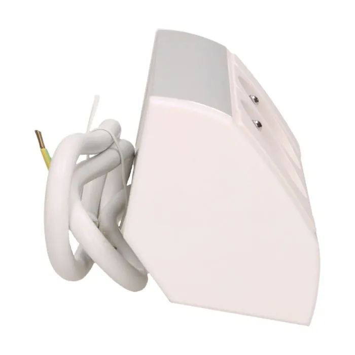 141167 - Furniture socket, silver-white A set of two network sockets with grounding and current circuit's diaphragms, ideal for mounting in cabinets, display cases and display cabinets.