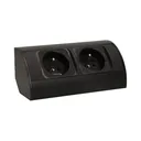 141166 - Under-cabinet electrical socket, black 2x230V; for use in furniture, glass-cases; easy to assembly; black