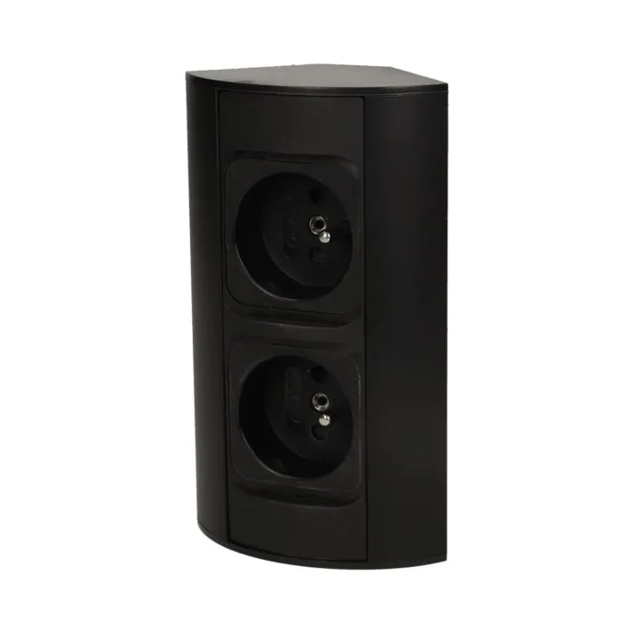 141166 - Under-cabinet electrical socket, black 2x230V; for use in furniture, glass-cases; easy to assembly; black