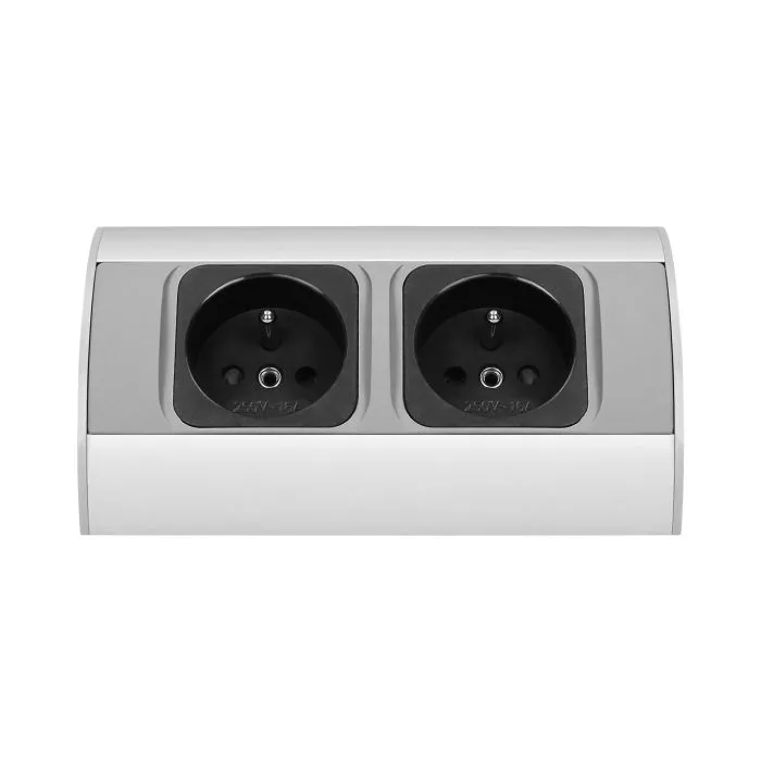 141165 - Under-cabinet electrical socket, grey 2x230V; for use in furniture, glass-cases; easy to assembly; grey