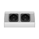 141165 - Under-cabinet electrical socket, grey 2x230V; for use in furniture, glass-cases; easy to assembly; grey