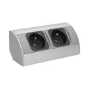 141165 - Under-cabinet electrical socket, grey 2x230V; for use in furniture, glass-cases; easy to assembly; grey