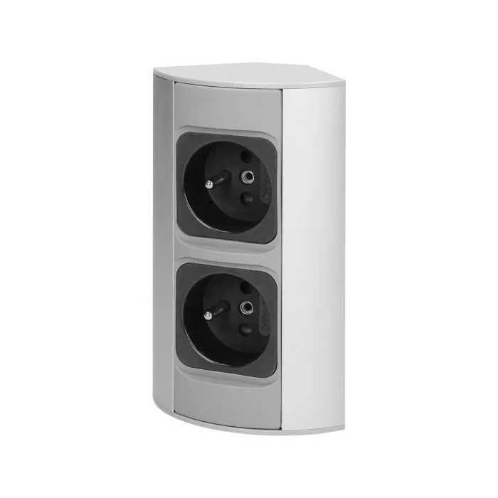 141165 - Under-cabinet electrical socket, grey 2x230V; for use in furniture, glass-cases; easy to assembly; grey