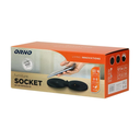 141160 - Recessed desk socket, black, Schuko Ø8cm with induction charger, 2 USB ports (A, C) for quick charging and 1.8m cable with cable gland, 2,4A 5V
