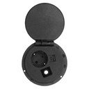 141160 - Recessed desk socket, black, Schuko Ø8cm with induction charger, 2 USB ports (A, C) for quick charging and 1.8m cable with cable gland, 2,4A 5V