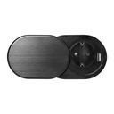 141158 - Flush-fitting furniture socket Ø6cm with sliding cover, USB charge, Schuko 1x2P+E (Schuko), 1xUSB (type A, 2, 4A), 3x1,5mm2, cable: 1,9m, black