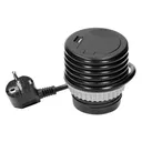 141156 - Flush-fitted furniture socket, black, Schuko Ø6cm with protective cover, USB charger and 1.9m cable, 1x2P+E, 1xUSB