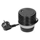141156 - Flush-fitted furniture socket, black, Schuko Ø6cm with protective cover, USB charger and 1.9m cable, 1x2P+E, 1xUSB
