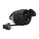 141156 - Flush-fitted furniture socket, black, Schuko Ø6cm with protective cover, USB charger and 1.9m cable, 1x2P+E, 1xUSB