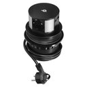 141152 - Recessed furniture sockets Ø10cm, Schuko with inductive charger, USB charger and 1.5m, 3x2P+E (Schuko) cable, Qi 1.2.4 max. 10W, 2xUSB QC 3.0