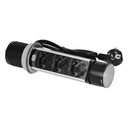 141148 - Recessed furniture socket Ø6cm with USB charger and 1.5m cable, 3x2P+E (Schuko), 2xUSB (type A and C), INOX