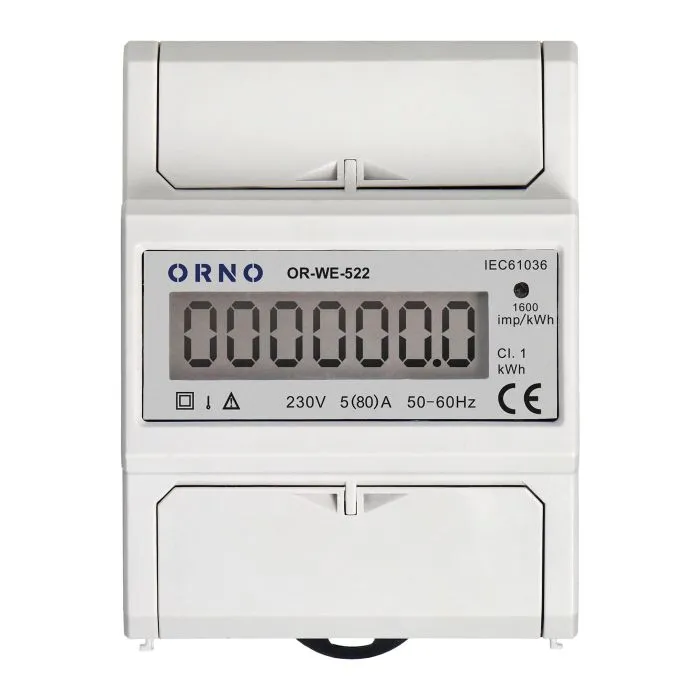 140807 - 1 phase electricity consumption indicator, 80A, 5 modules, DIN TH-35mm