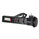 141144 - Pop up Ø6cm desk socket, black with 1.8m cable and locking system, 3x2P+E (Schuko)