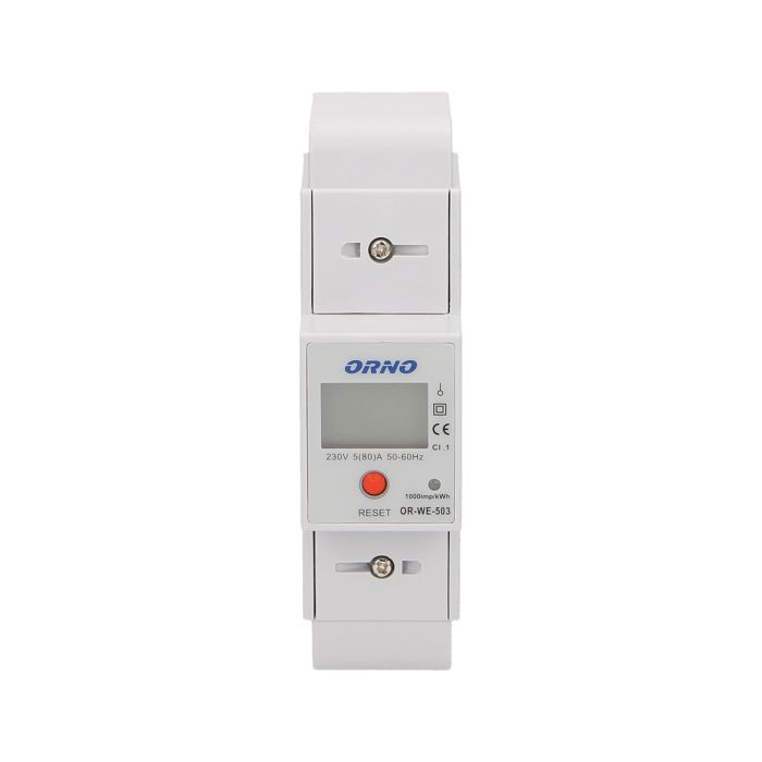 140808 - 1-phase energy meter with additional calculator, 80A current: 5(80)A; protection rating: IP20; installation on 35mm DIN rail