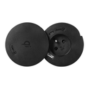 141142 - Furniture socket Ø6cm with rotative cover, induction charger, USB charger and 1.5m cable, 1x2P+E, Qi 1.2.4 max. 10W, 2xUSB (type A and C, 2.4A), black