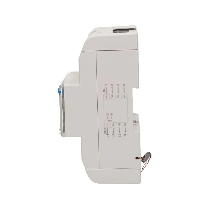 140810 - 3-phase energy meter, 120A current: 3x20(120)A; starting current: 0,4% lb;  accuracy class: 1;  indication of energy consumption: 3xred LED;  installation: 35 mm DIN rail