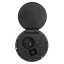 141141 - Recessed desk socket, black Ø8cm with induction charger, 2 USB ports (A, C) for quick charging and 1.8m cable with cable gland, 2,4A 5V