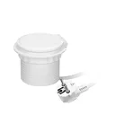 141140 - Recessed desk socket, white Ø8cm with induction charger, 2 USB ports (A, C) for quick charging and 1.8m cable with cable gland, 2,4A 5V