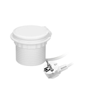 141140 - Recessed desk socket, white Ø8cm with induction charger, 2 USB ports (A, C) for quick charging and 1.8m cable with cable gland, 2,4A 5V