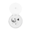141140 - Recessed desk socket, white Ø8cm with induction charger, 2 USB ports (A, C) for quick charging and 1.8m cable with cable gland, 2,4A 5V