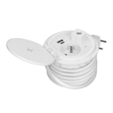 141140 - Recessed desk socket, white Ø8cm with induction charger, 2 USB ports (A, C) for quick charging and 1.8m cable with cable gland, 2,4A 5V