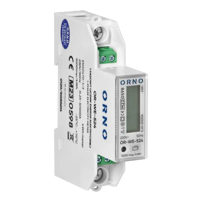 140812 - 1-phase electricity meter, bidirectional, 100A, MID, 1 module, DIN TH-35mm, PV-ready
