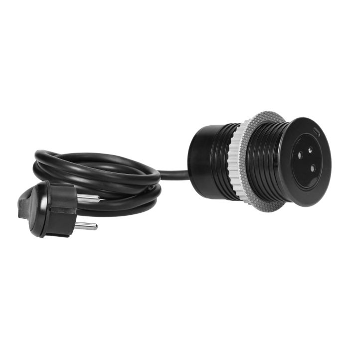 141139 - Flush-mounted furniture socket 2P+E with EasyEject system, USB QC 3.0, 1.5m cable + USB adapter