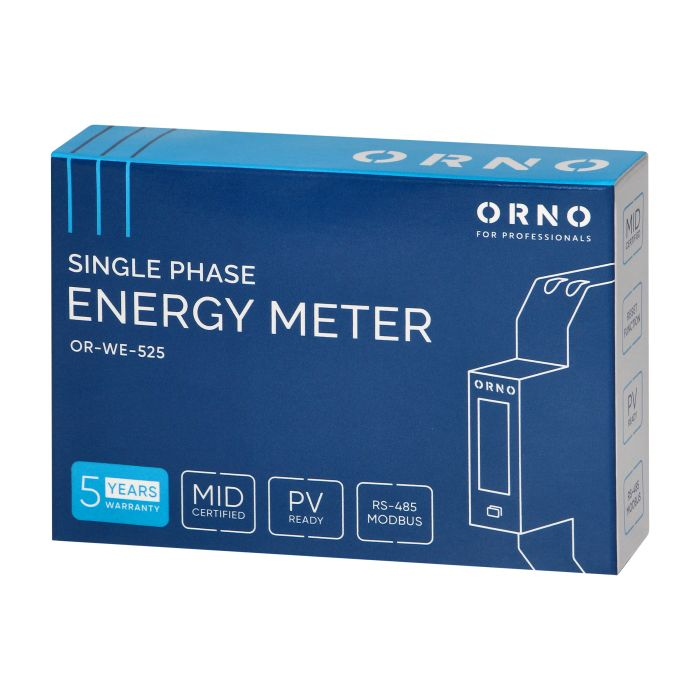 140813 - 1-phase electricity meter, bidirectional, 100A, RS-485 port, MID, 1 module, DIN TH-35mm, PV-ready