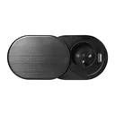 141138 - Flush-fitting furniture socket Ø6cm with sliding cover, USB charger 1x2P+E, 1xUSB, cable: 1,9m, black