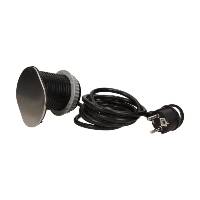 141137 - Flush-fitting furniture socket with sliding cover, USB charger and 1.9m cable 2P+E, USB, cable: 1,9m