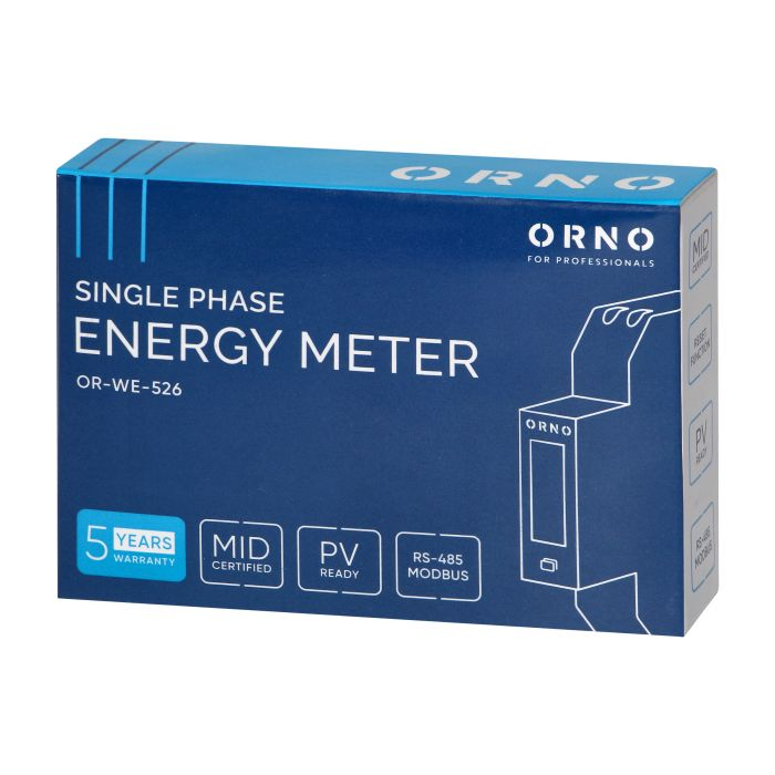 140814 - 1-phase electricity meter, bidirectional, multi-tariff, 100A, RS-485 port, MID, 1 module, DIN TH-35mm, PV-ready