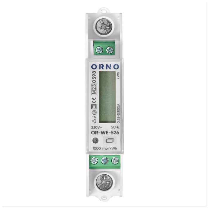140814 - 1-phase electricity meter, bidirectional, multi-tariff, 100A, RS-485 port, MID, 1 module, DIN TH-35mm, PV-ready