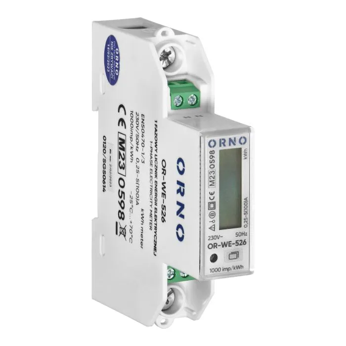 140814 - 1-phase electricity meter, bidirectional, multi-tariff, 100A, RS-485 port, MID, 1 module, DIN TH-35mm, PV-ready