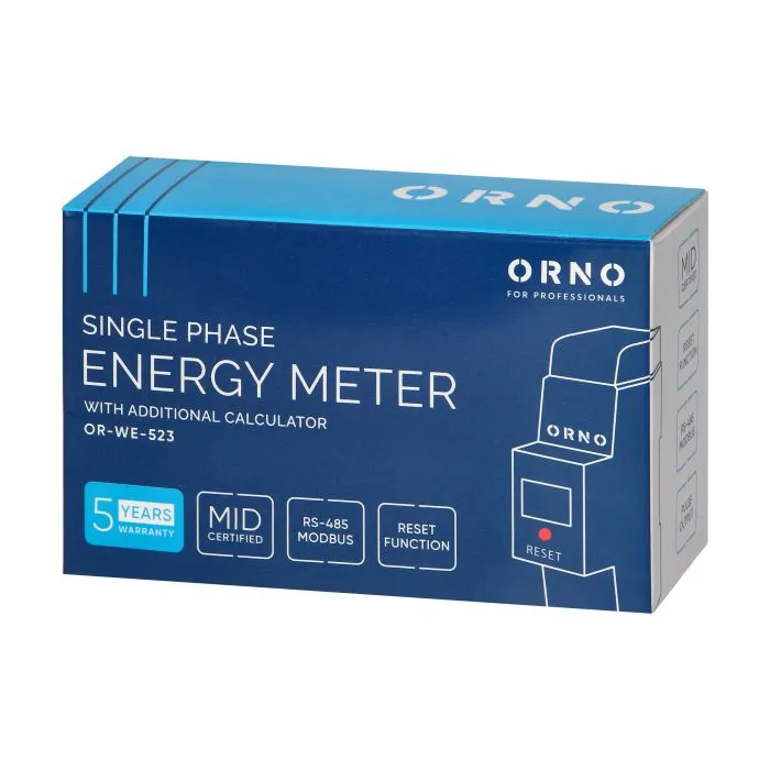 140815 - 1-phase energy meter with additional calculator; 80A; MID; RS-485 port; So-output; protection rating: IP20; installation on 35mm DIN rail