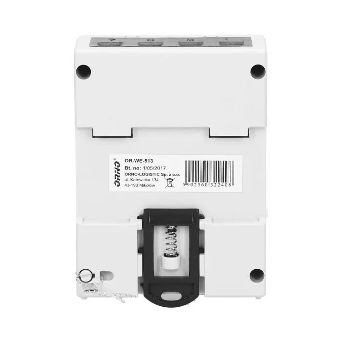 140817 - 3-phase energy meter, 80A power supply: 3x230V/400 AC, 50-60Hz, current: 5(80)A, pulse frequency: 1000 imp/kWh, signaling read: flashing LCD, installation rail: DIN TH-35mm