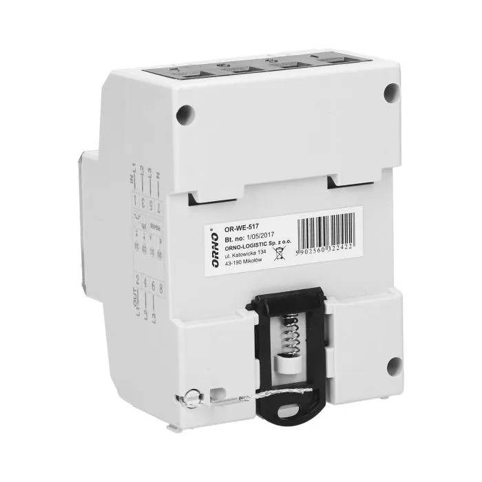 140819 - 3-phase multi-tariff energy meter with RS-485, 80A power supply: 3x230V/400 AC, 50-60Hz, current: 5(80)A, pulse frequency: 1000 imp/kWh, signaling read: flashing LCD, installation rail: DIN TH-35mm