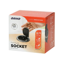 141136 - Flush-fitted furniture socket, black Ø6cm with protective cover, USB charger and 1.9m cable, 1x2P+E, 1xUSB