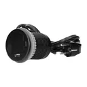 141136 - Flush-fitted furniture socket, black Ø6cm with protective cover, USB charger and 1.9m cable, 1x2P+E, 1xUSB