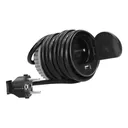141136 - Flush-fitted furniture socket, black Ø6cm with protective cover, USB charger and 1.9m cable, 1x2P+E, 1xUSB