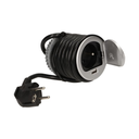 141135 - Flush-fitting furniture socket with USB charger and 1.8m cable 230V AC, 1x16A, 230V AC, 5V DC/2,1A, 3680W, IP20