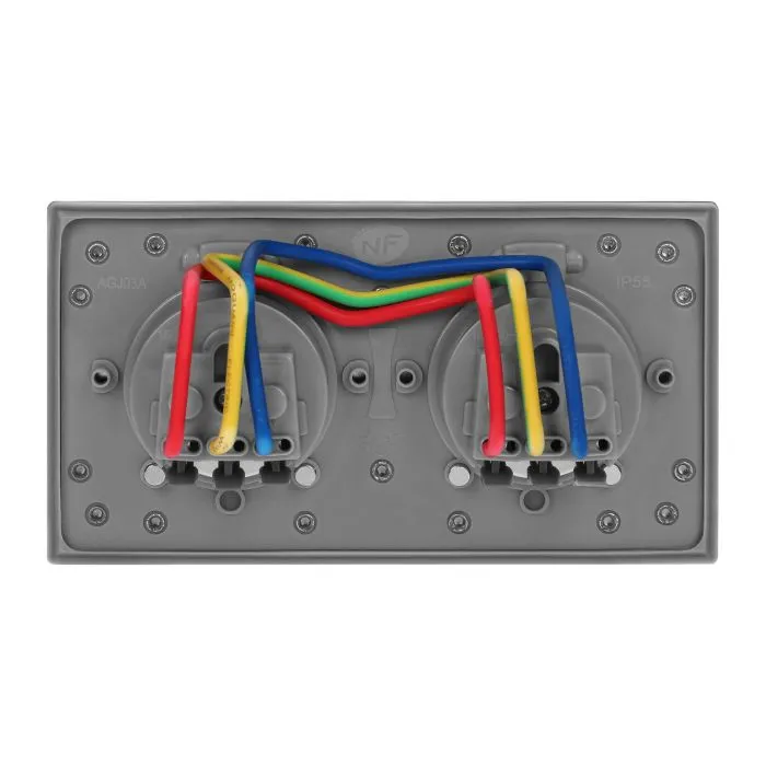 141134 - Double hermetic electrical socket with a windproof junction box, IP55, stainless steel