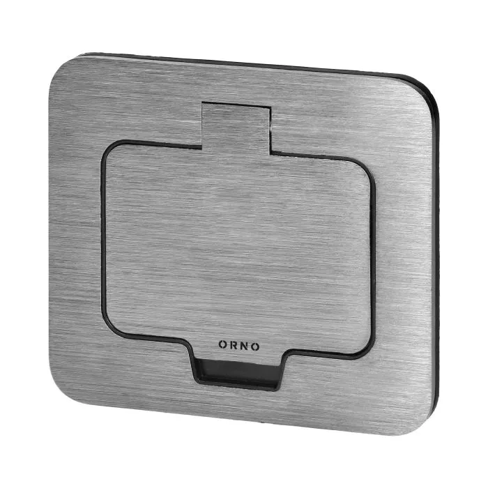 141132 - Hermetic electrical socket, IP55, opening angle 110°, brushed aluminium