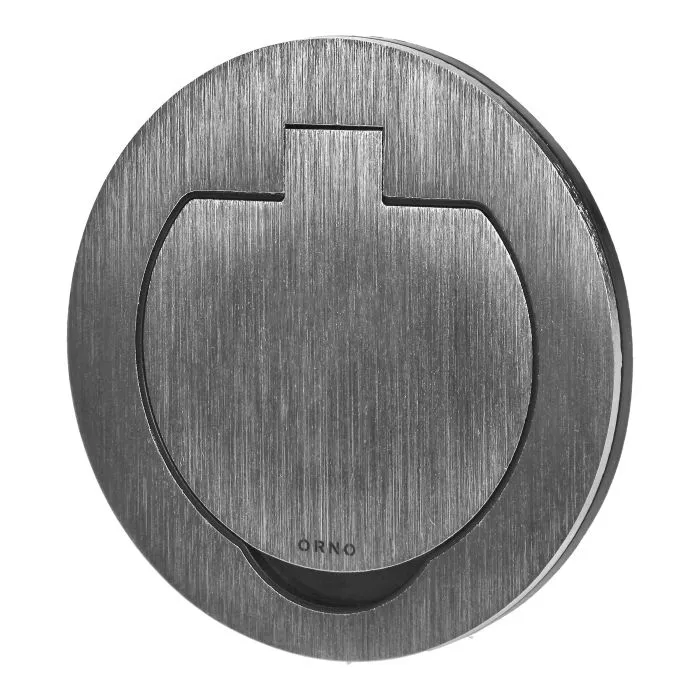 141131 - Hermetic electrical socket, round, IP55, opening angle 110°, brushed aluminium