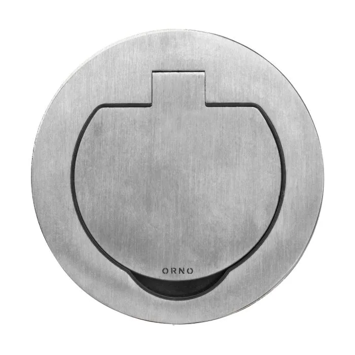 141131 - Hermetic electrical socket, round, IP55, opening angle 110°, brushed aluminium