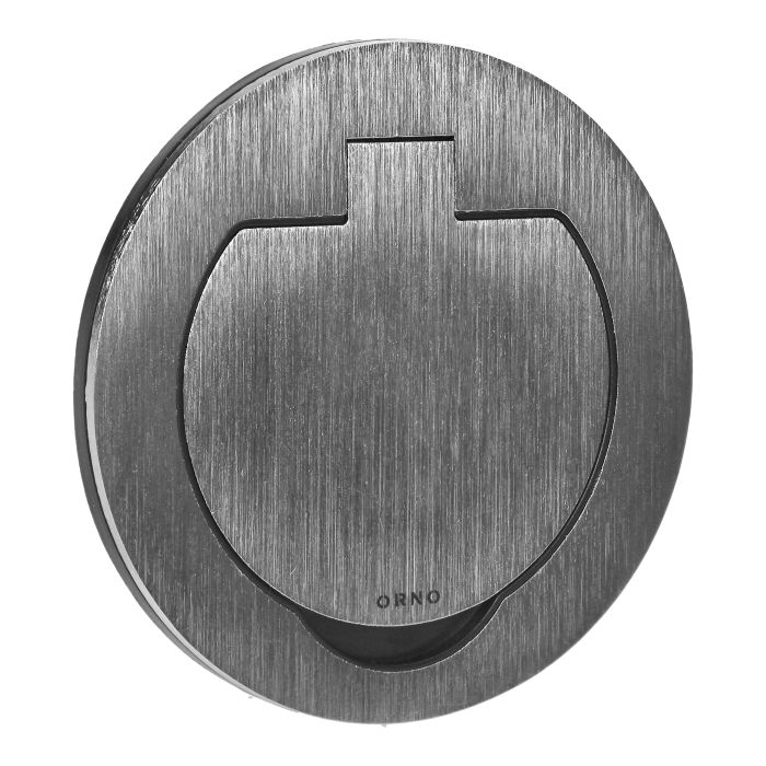 141131 - Hermetic electrical socket, round, IP55, opening angle 110°, brushed aluminium