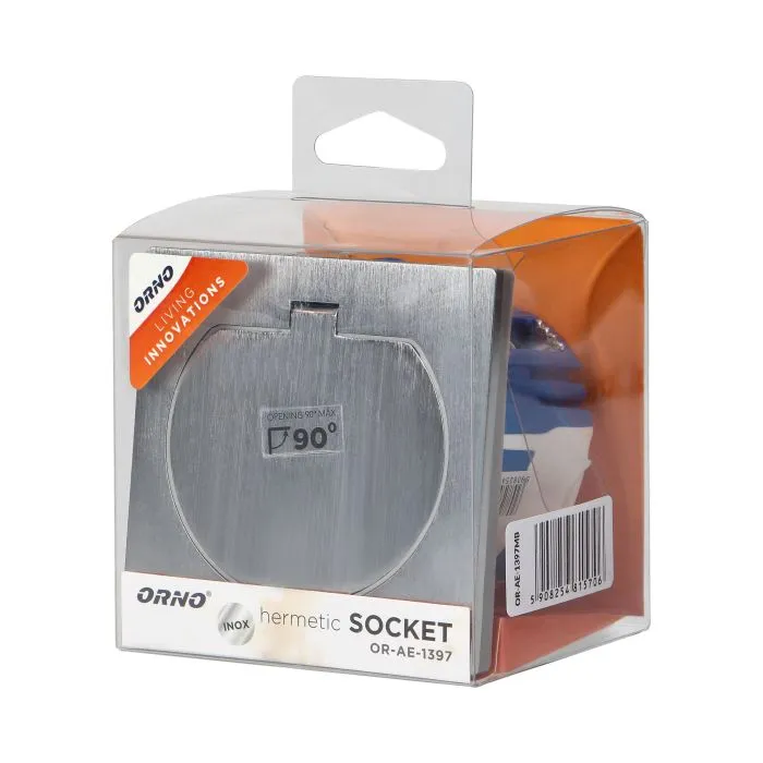 141130 - Hermetic electrical socket with a windproof junction box, IP55, stainless steel