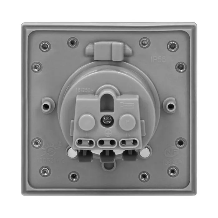 141130 - Hermetic electrical socket with a windproof junction box, IP55, stainless steel